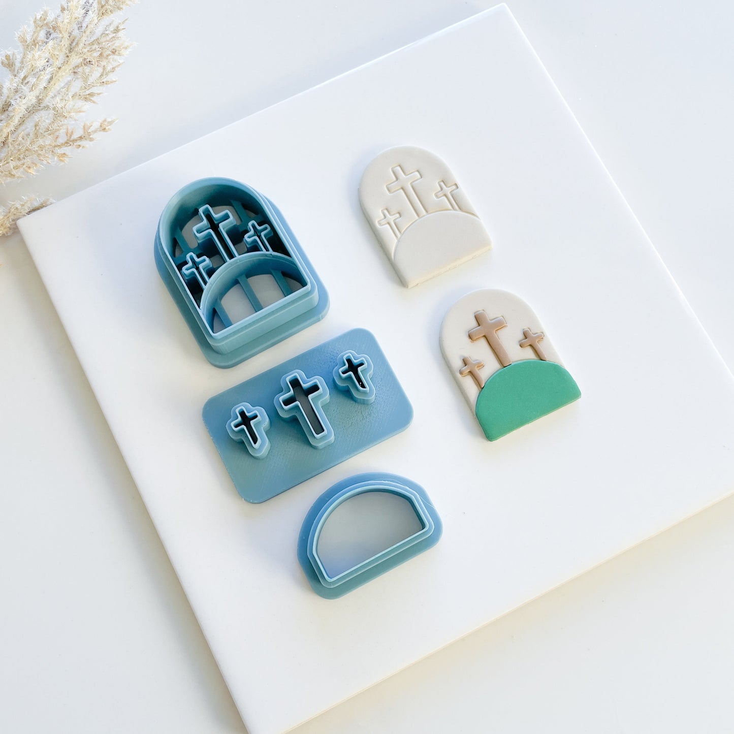 3 triple christian Crosses Clay Cutter