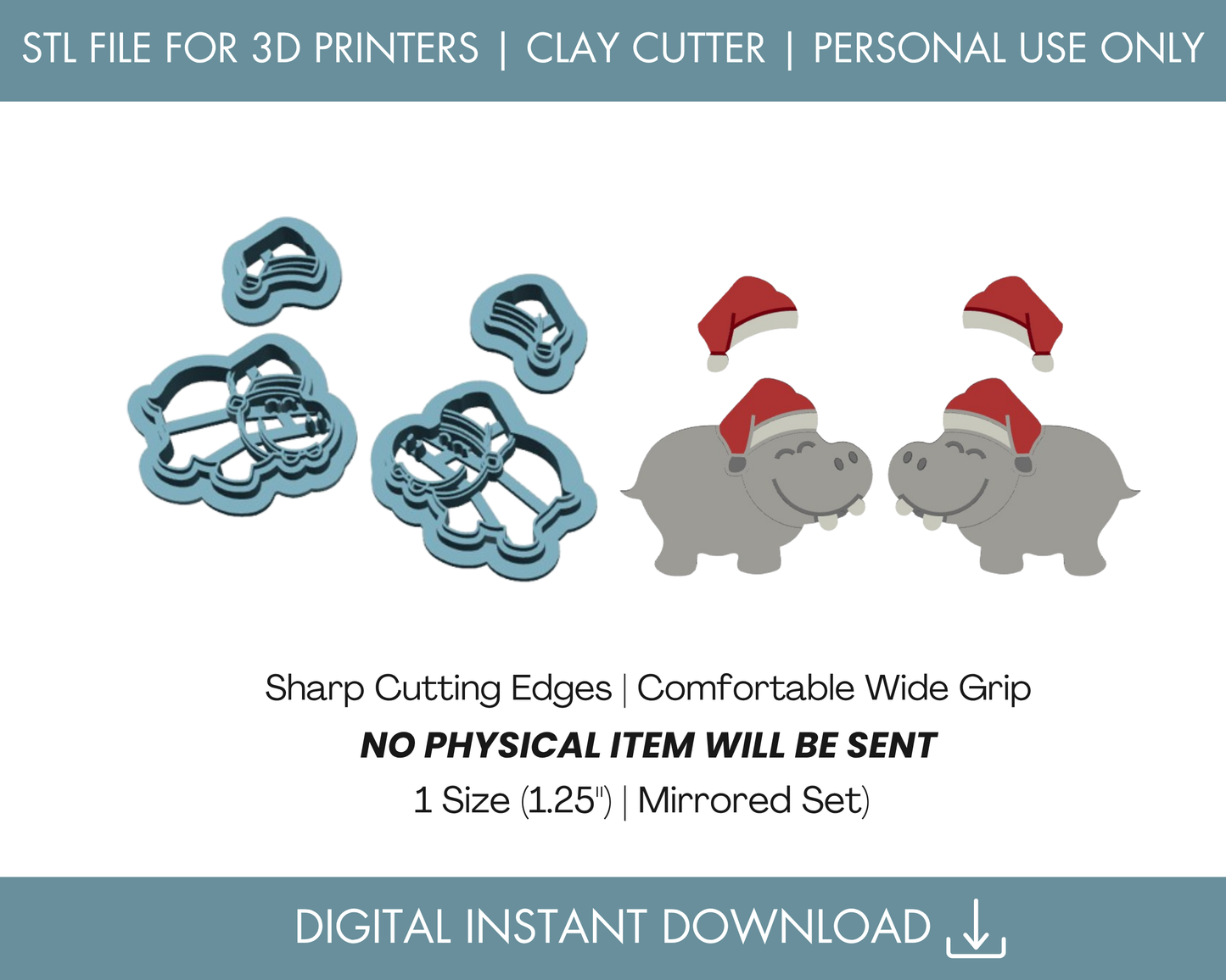 Christmas Hippo STL File