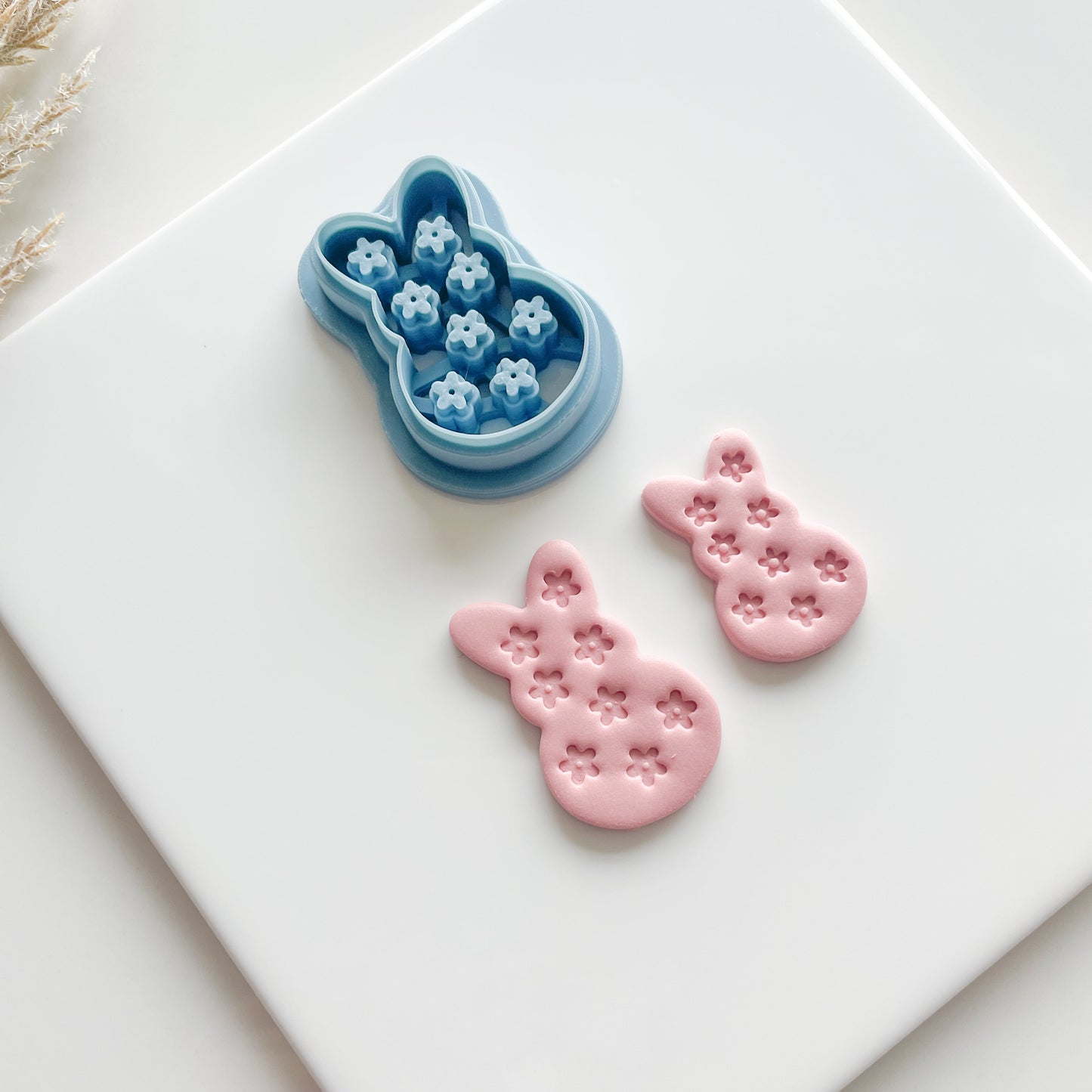 Floral Marshmallow Bunny Clay Cutter