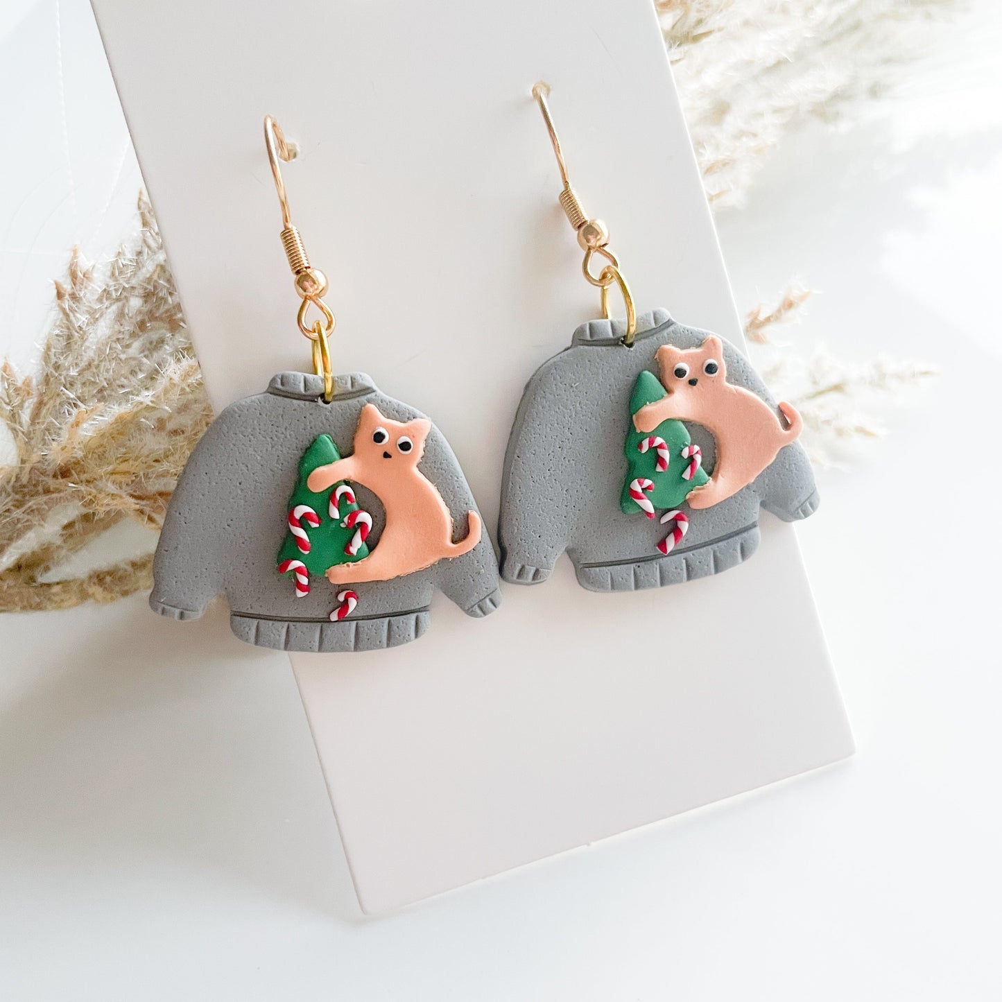 Ugly Sweater earrrings Cat