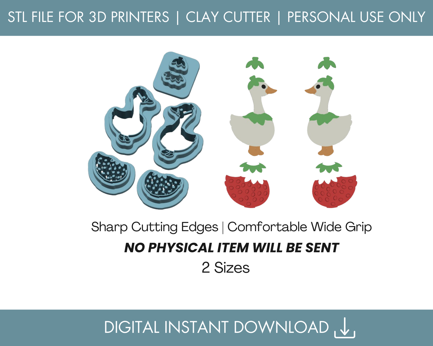 Strawberry Goose Clay Cutter STL