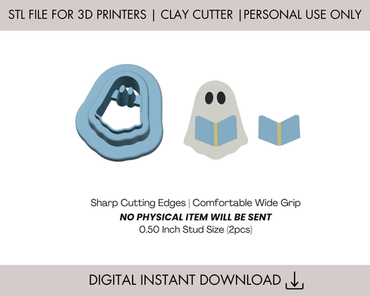 Ghost with Book Stud STL File