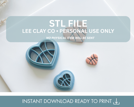 Basketball Heart Clay Cutter STL File (4 sizes)