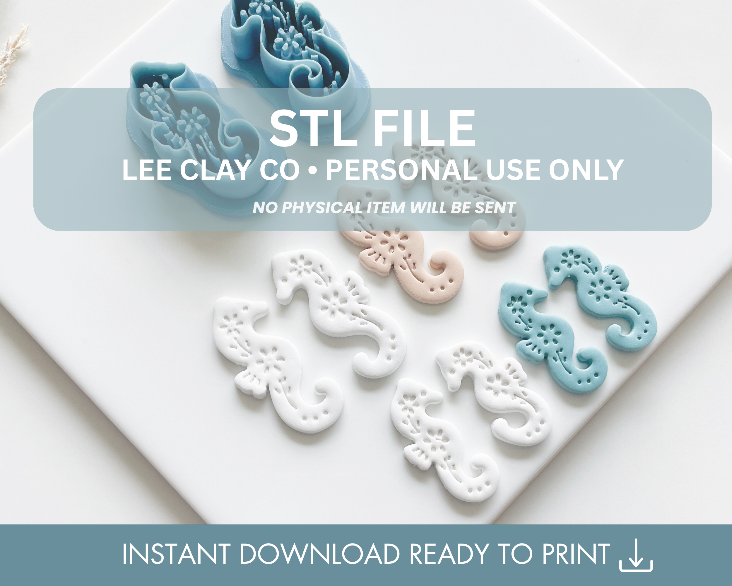 Seahorse STL File for Polymer Clay Cutters and Earrings – Lee Clay Co