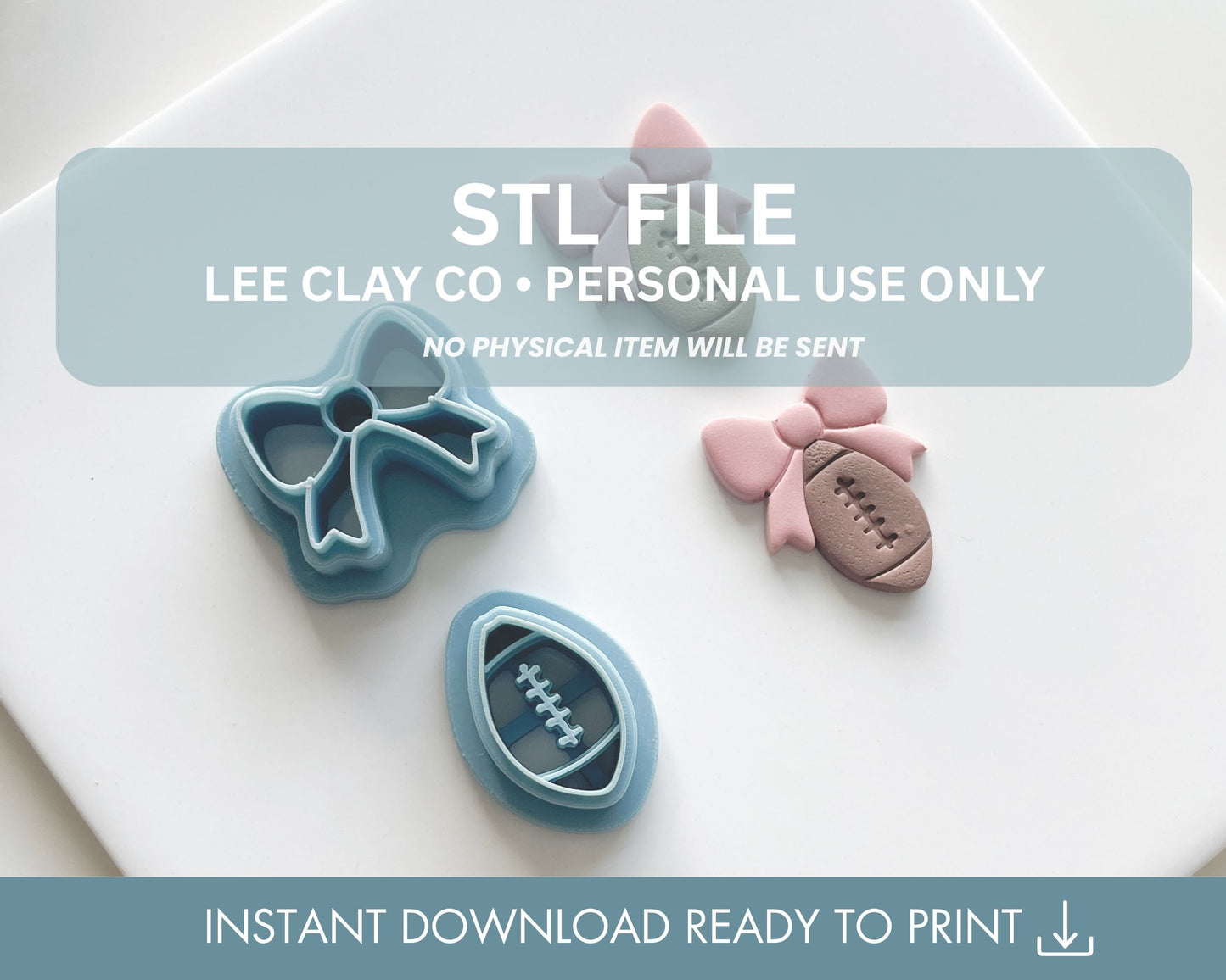 Bow with Football Clay Cutter STL File (2 sizes)