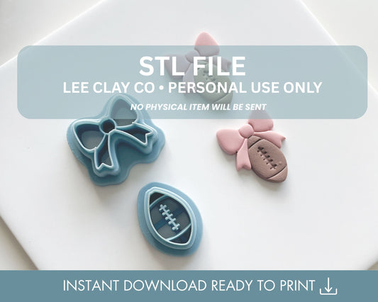 Bow with Football Clay Cutter STL File (2 sizes)