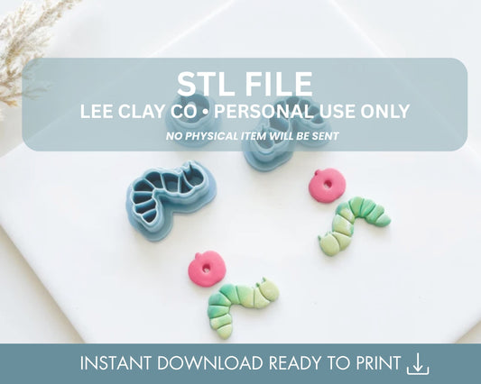 Caterpillar & Apple Clay Cutter STL FILE
