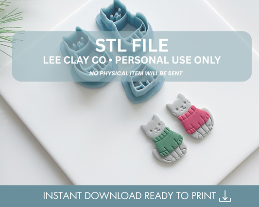 Cat in Sweater Clay Cutter STL File (2 sizes)
