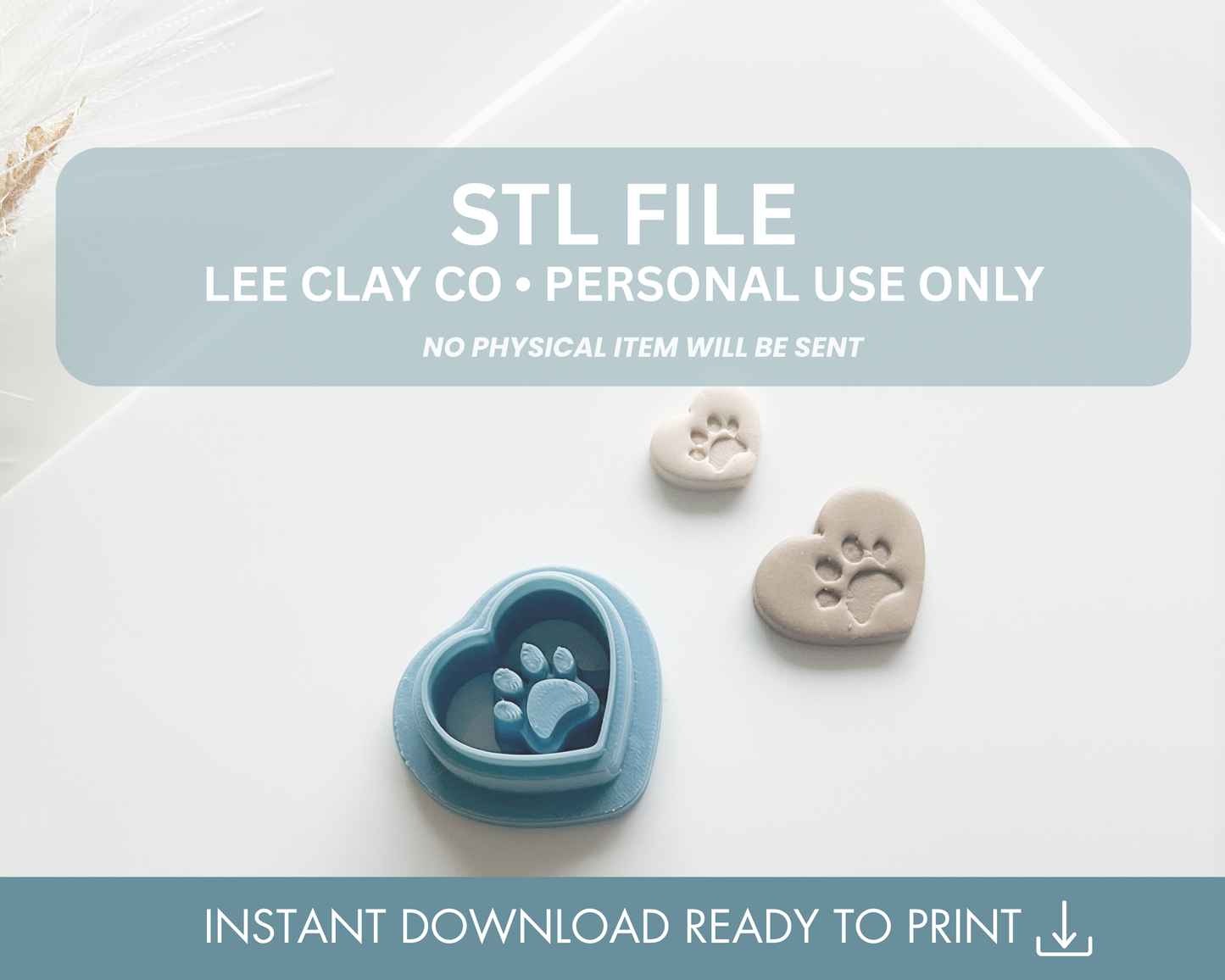 Heart Paw Clay Cutter STL File (5 sizes)