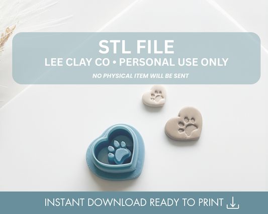 Heart Paw Clay Cutter STL File (5 sizes)