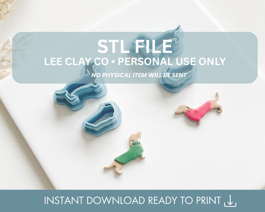 Dachshund and Sweater Clay Cutter STL FIle (2 sizes)