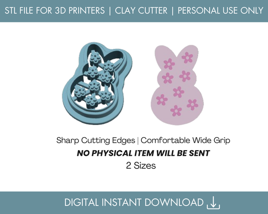 Floral Marshmallow Bunny Clay Cutter STL File