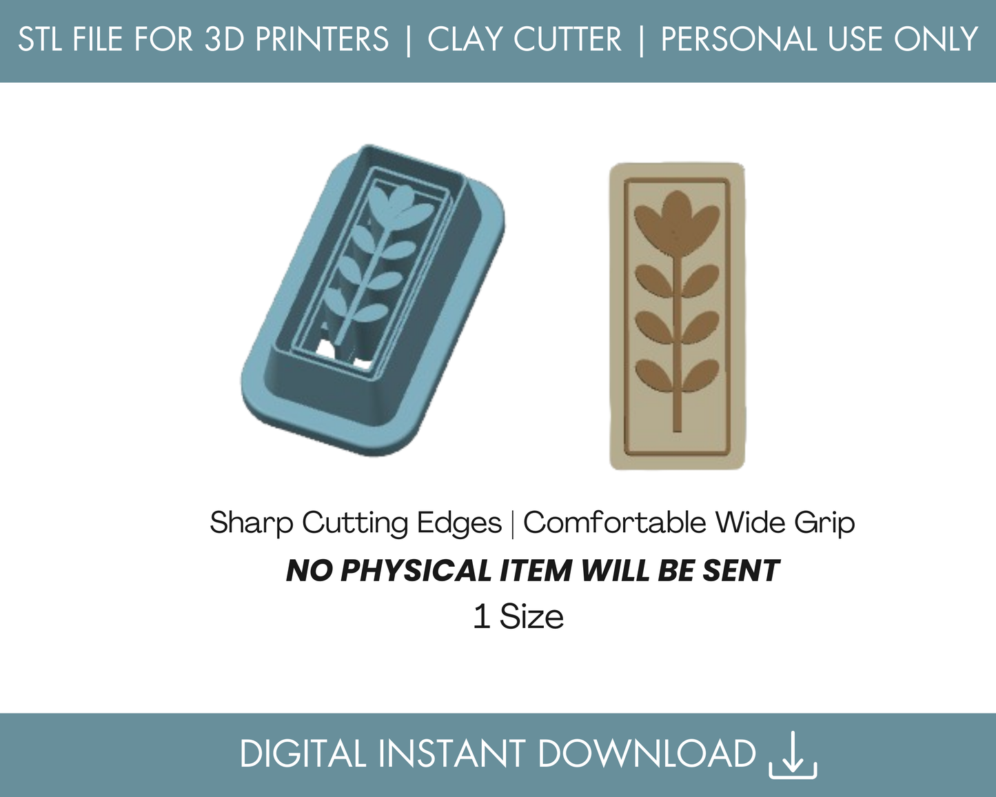 Floral Rectangle Clay Cutter STL File