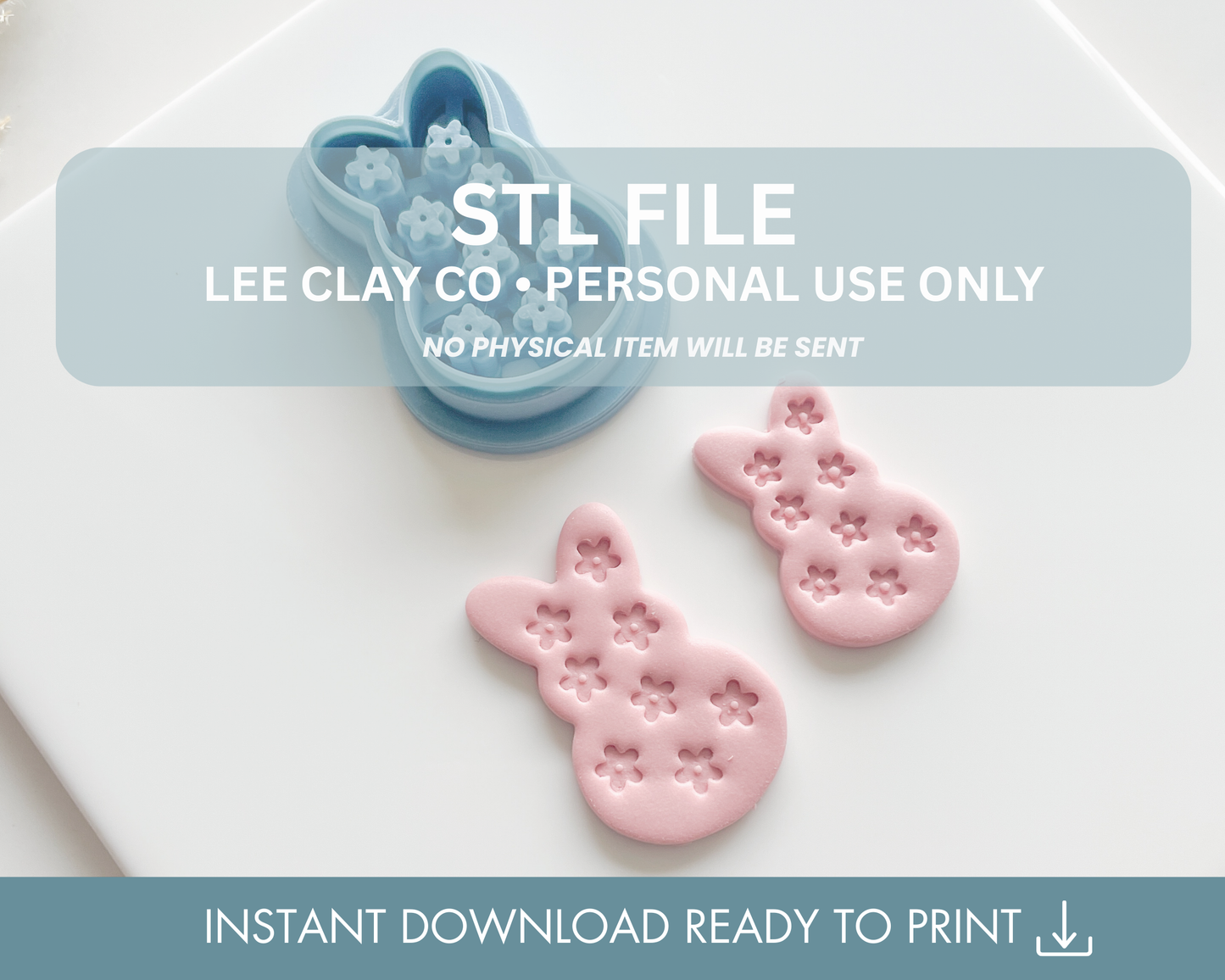 Floral Marshmallow Bunny Clay Cutter STL File (2 sizes)