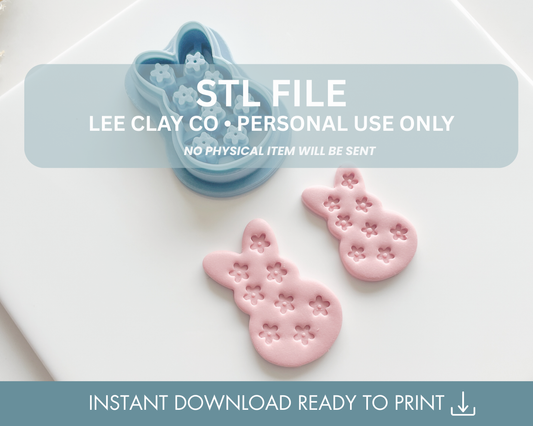 Floral Marshmallow Bunny Clay Cutter STL File (2 sizes)