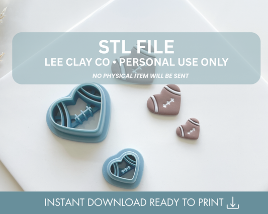 Football Heart No.2 Clay Cutter STL File (4 sizes)