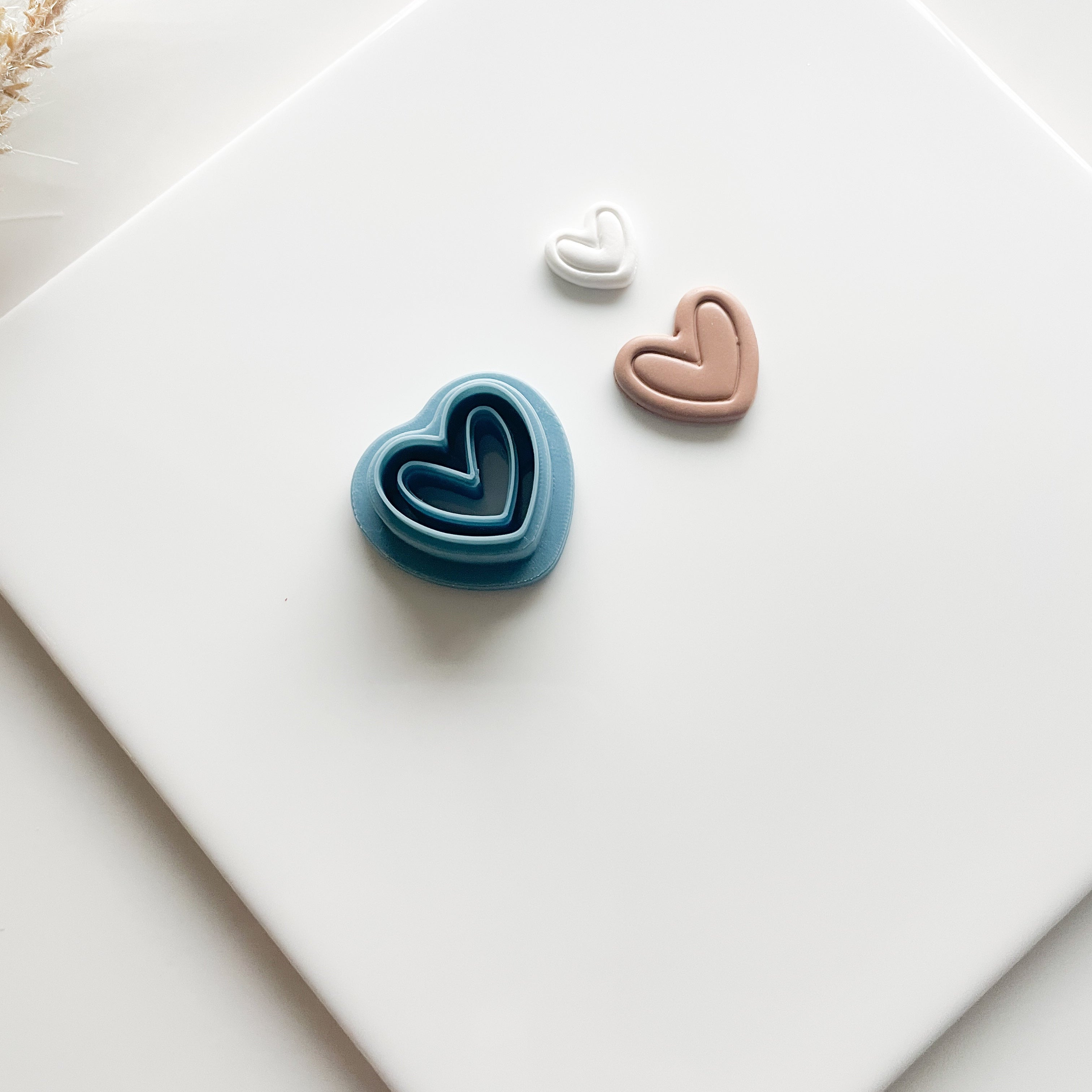 Framed Organic Heart Clay Cutter, Valentines Earring Molds and