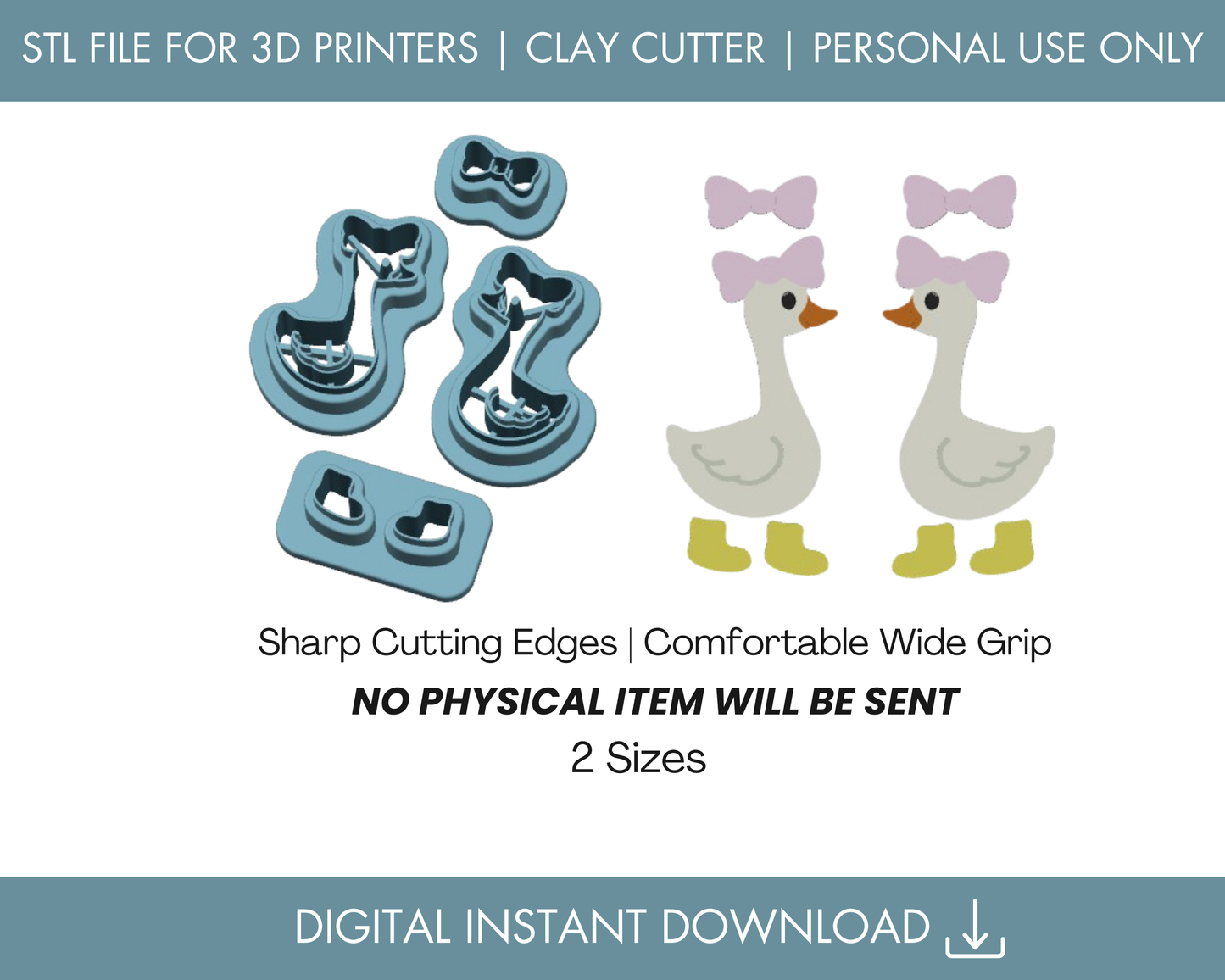 Goose with Bow Clay Cutter STL File