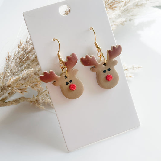 reindeer clay earrings