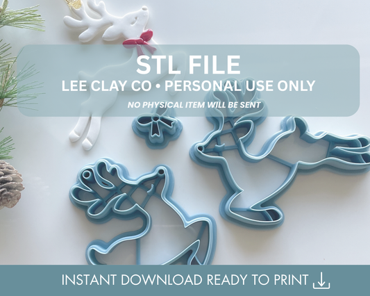 Leaping Reindeer Ornament Clay Cutter STL File