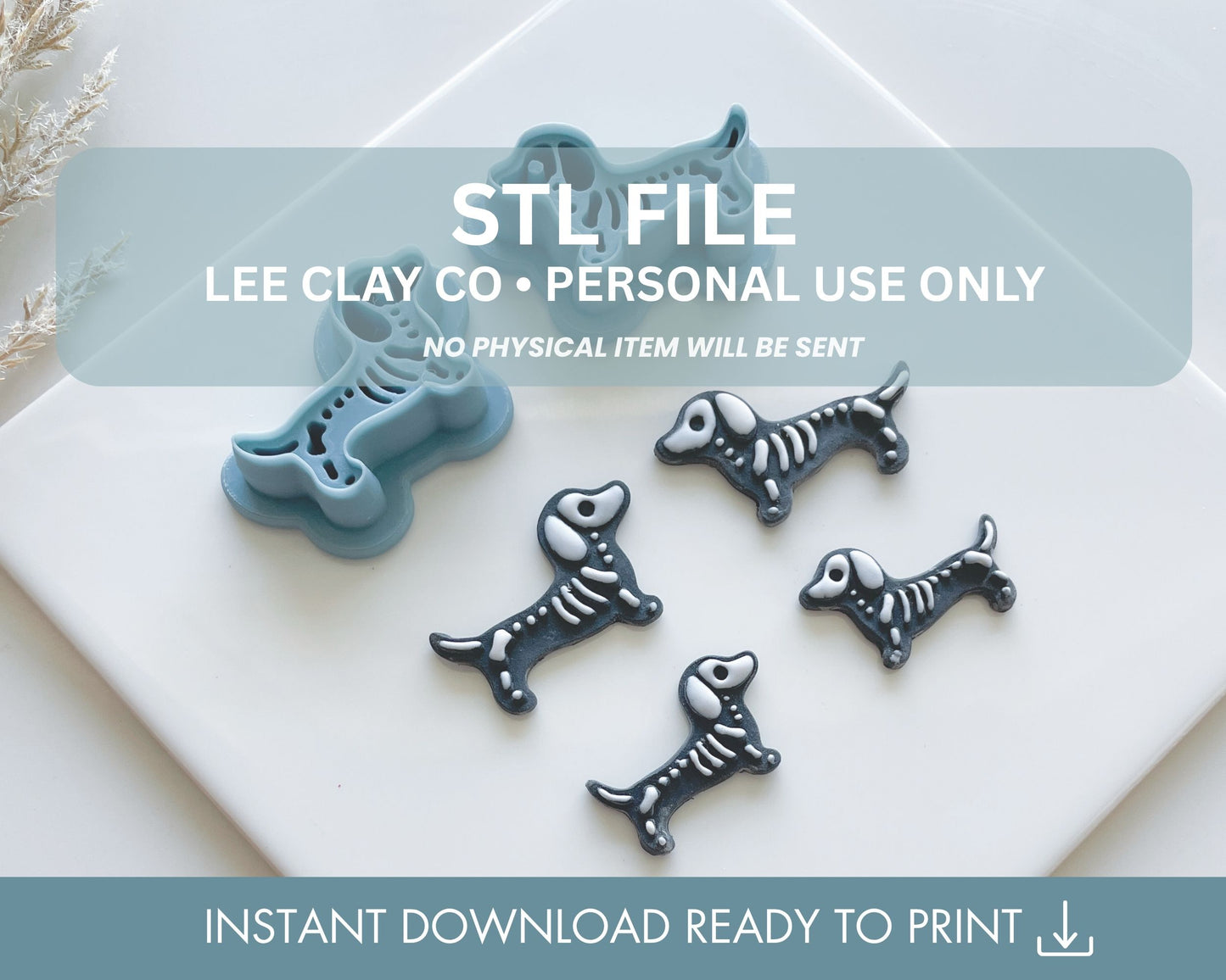 Skeleton Dachshund Clay Cutter STL File (2 sizes)
