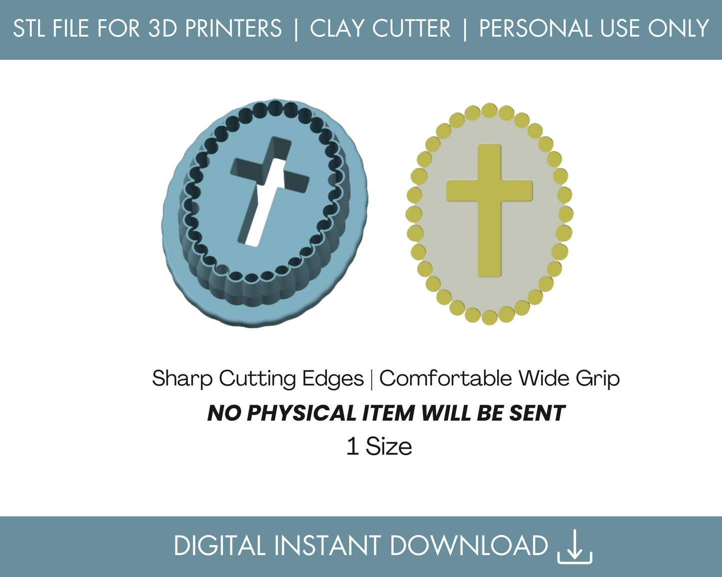 Oval Beaded Cross STL File