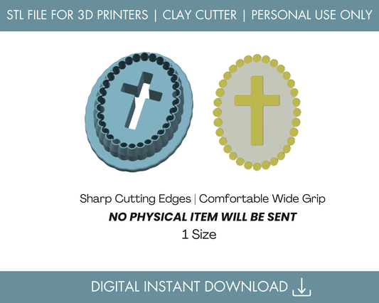 Oval Beaded Cross STL File