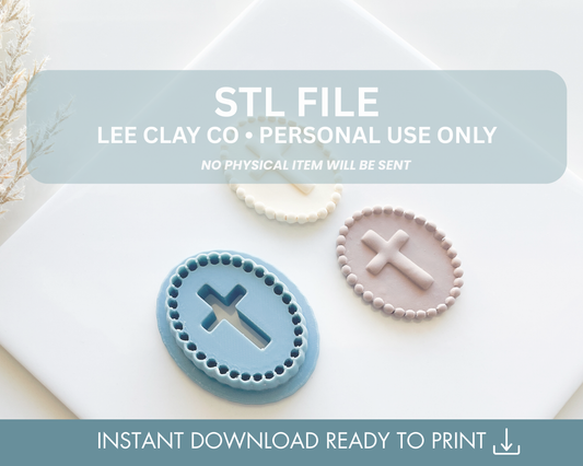 Oval Beaded Cross STL File (smaller beads)