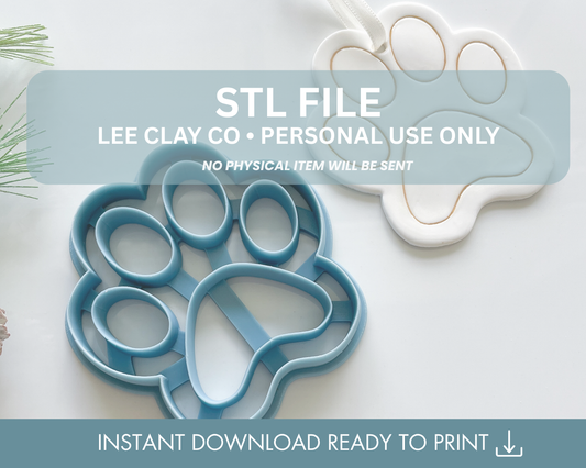 Paw Print Ornament Clay Cutter STL File