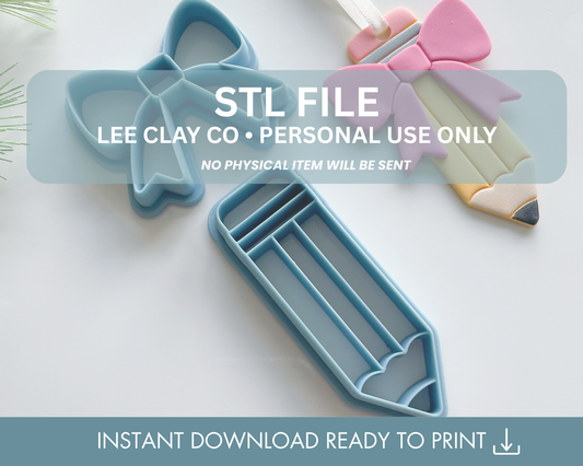 Pencil Bow Ornament Clay Cutter STL File
