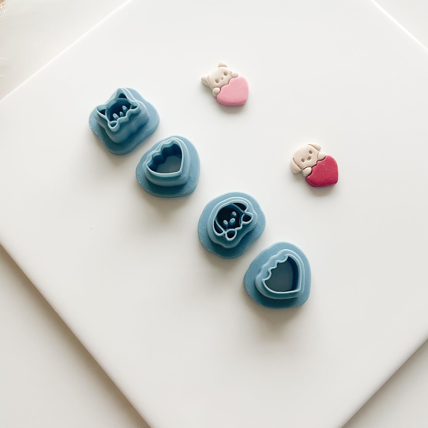 Kitten and Puppy Heart Stud Clay Cutters