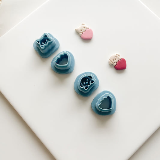 Kitten and Puppy Heart Stud Clay Cutters