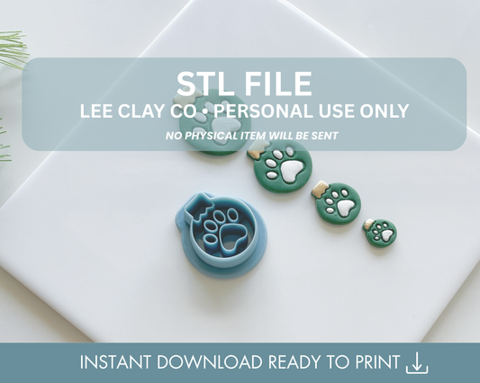 Round Paw Ornament Clay Cutter STL File (5 sizes)