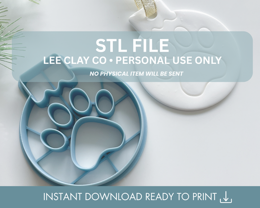 Round Paw Print Ornament Clay Cutter STL File