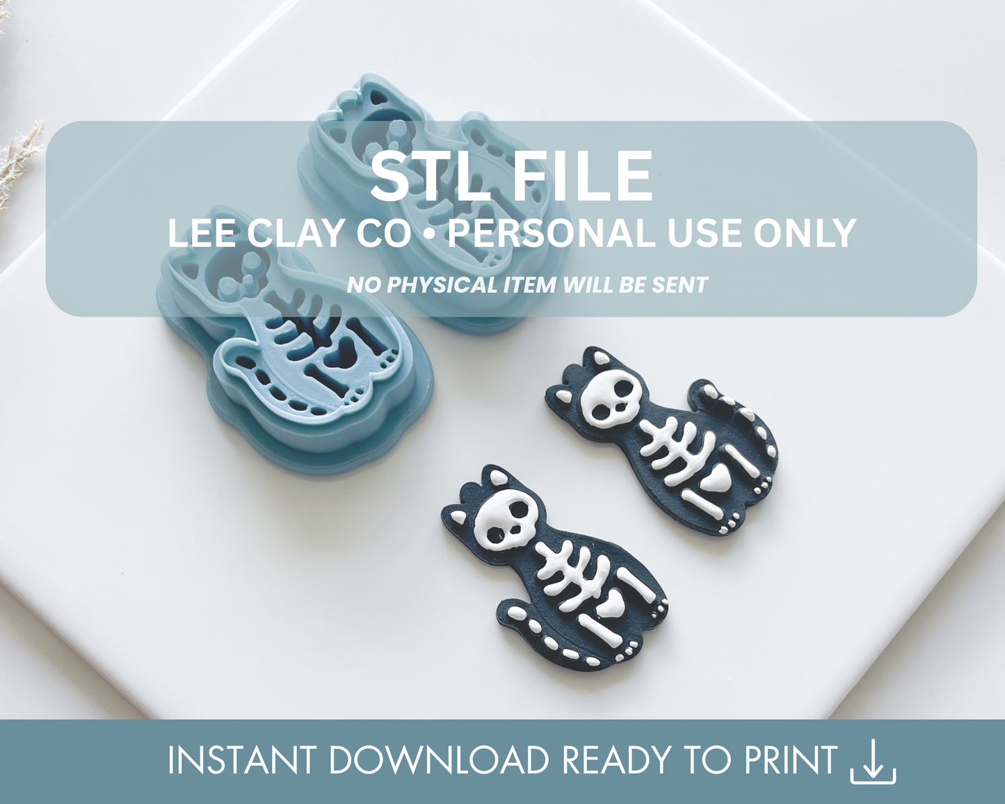 Skeleton Cat Clay Cutter STL File