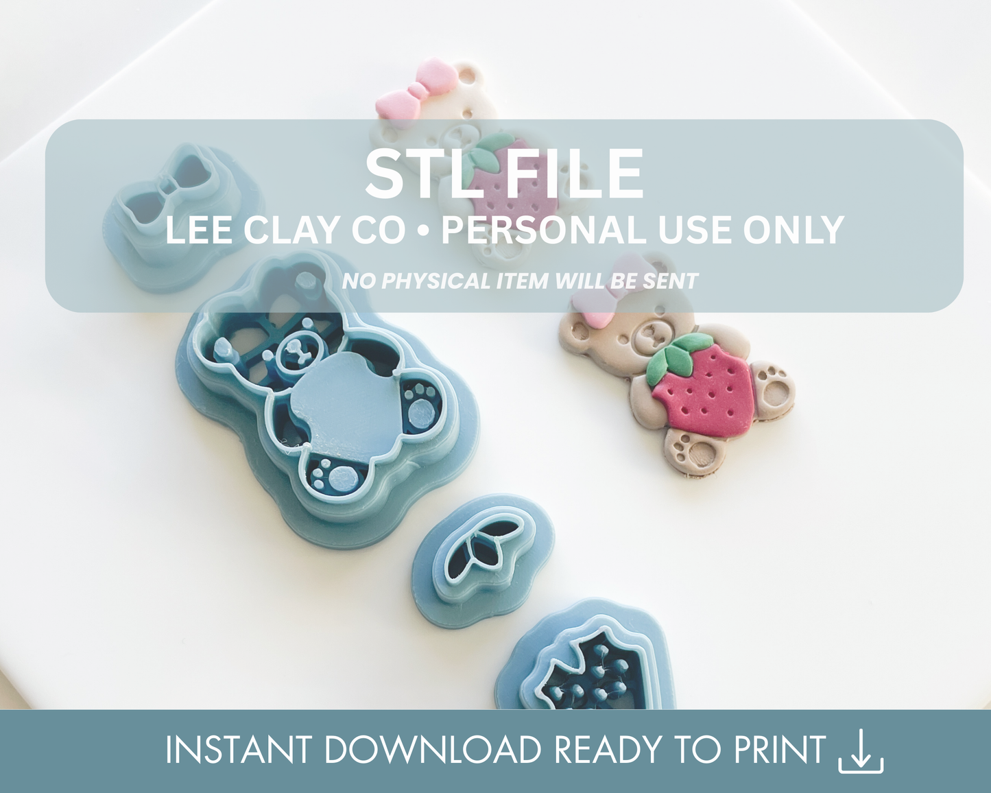 Strawberry Bear Clay Cutter STL File