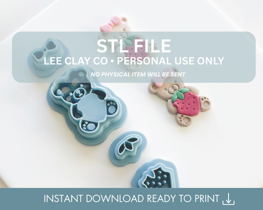 Strawberry Bear Clay Cutter STL File