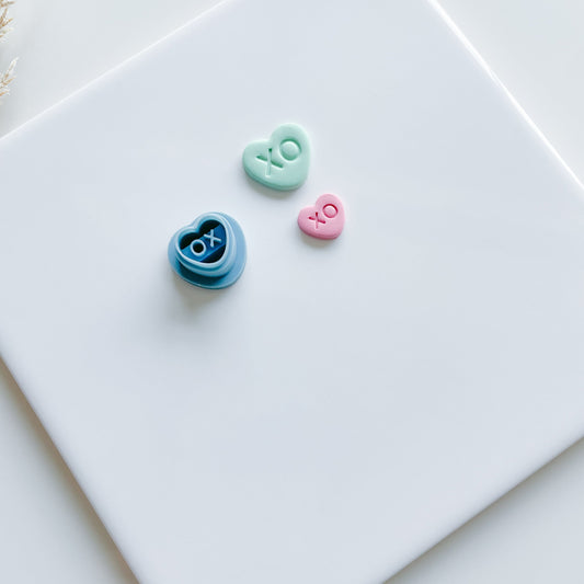 XO Heart Stud polymer clay cutters